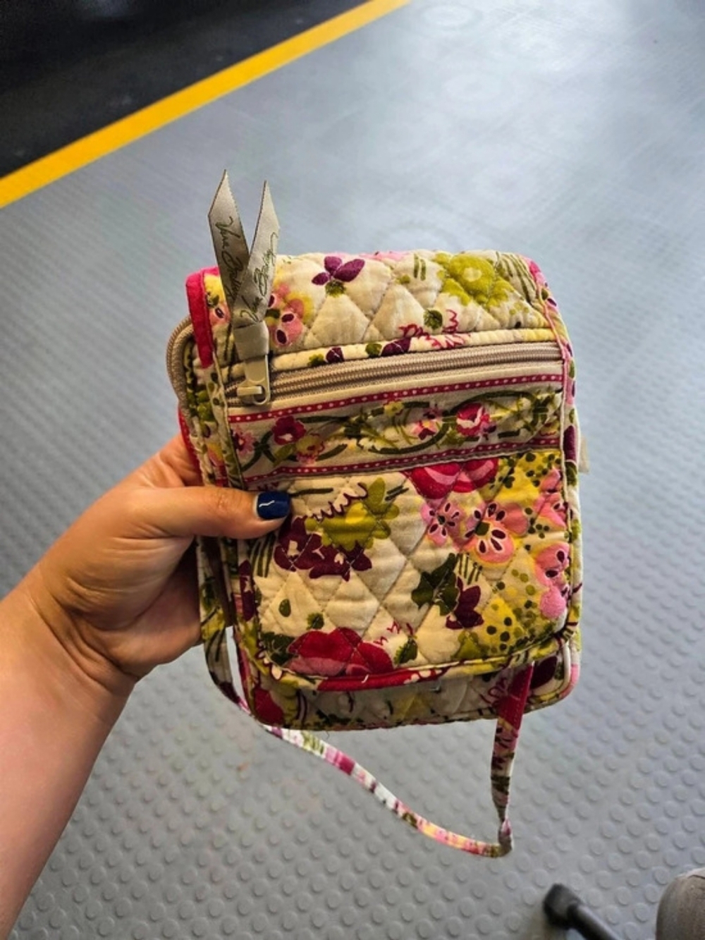 Vera Bradley Floral Quilted Crossbody Purse in Pink & Green